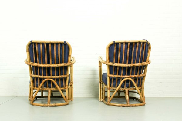 Rattan Living Room Set, 1950s, Set of 3-ZA-843716