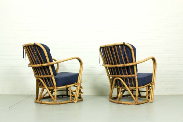 Rattan Living Room Set, 1950s, Set of 3-ZA-843716