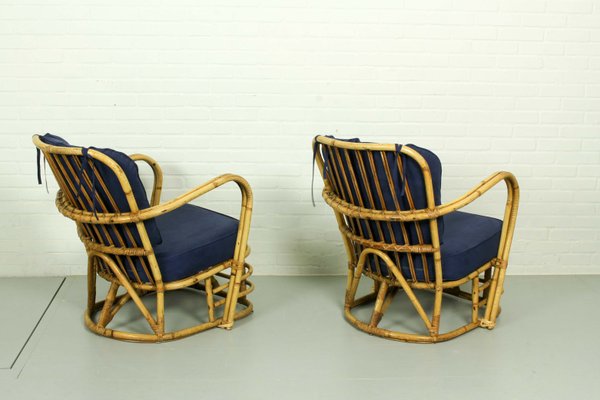 Rattan Living Room Set, 1950s, Set of 3-ZA-843716