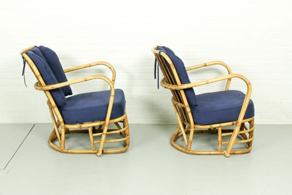 Rattan Living Room Set, 1950s, Set of 3-ZA-843716