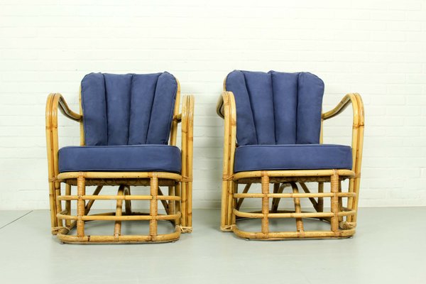 Rattan Living Room Set, 1950s, Set of 3-ZA-843716