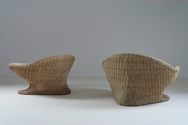 Rattan Lotus Armchairs, 1970s, Set of 2-OTV-2031427