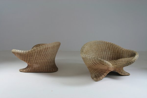 Rattan Lotus Armchairs, 1970s, Set of 2-OTV-2031427