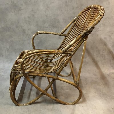 Rattan Lounge Chair, 1950s-SDV-704870