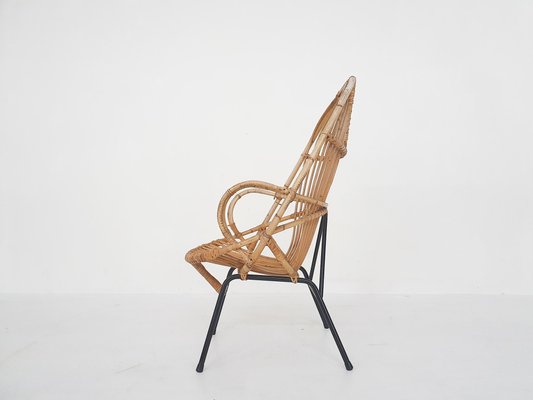 Rattan Lounge Chair by Rohe Noordwolde, The Netherlands 1950s-ZO-874672