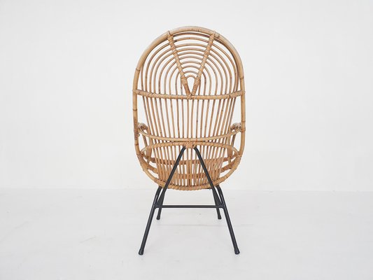 Rattan Lounge Chair by Rohe Noordwolde, The Netherlands 1950s-ZO-874672