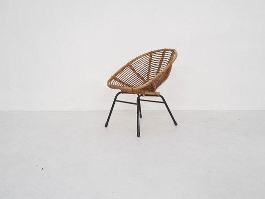 Rattan Lounge Chair from Rohe Noordwolde, 1950s-ZO-830629