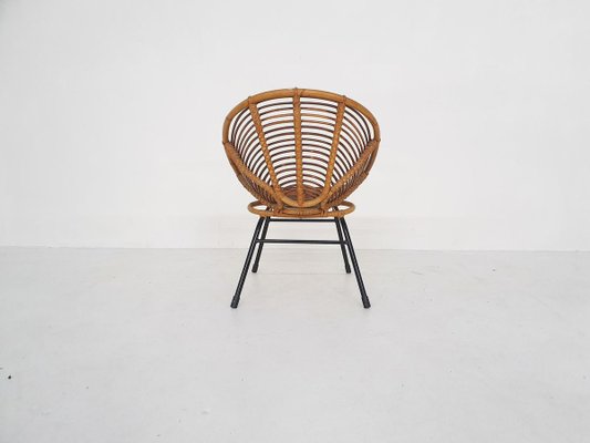 Rattan Lounge Chair from Rohe Noordwolde, 1950s-ZO-830629