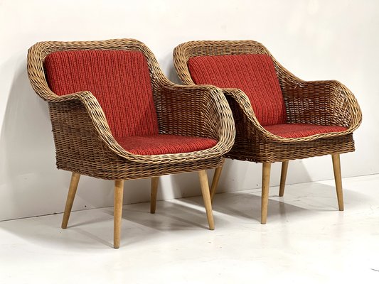 Rattan Lounge Chairs, 1960s, Set of 2-ALG-1757787