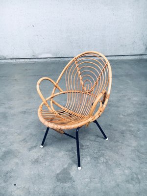 Rattan Lounge Chairs attributed to Rohe Noordwolde, 1960s, Set of 2-RQV-1772779