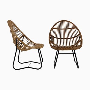 Rattan Lounge Chairs by Uluv for Alan Fuchs, Czechoslovakia, 1960s, Set of 2-TZ-1345439