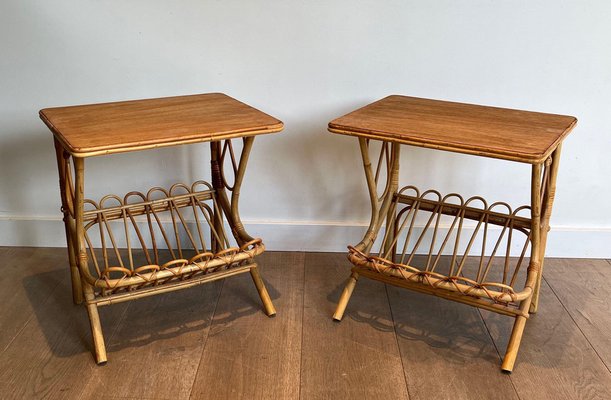 Rattan Magazine Holders, 1950s, Set of 2-BA-1619809