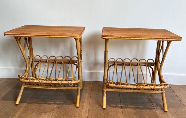 Rattan Magazine Holders, 1950s, Set of 2-BA-1619809