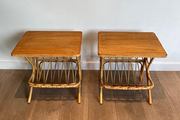 Rattan Magazine Holders, 1950s, Set of 2-BA-1619809