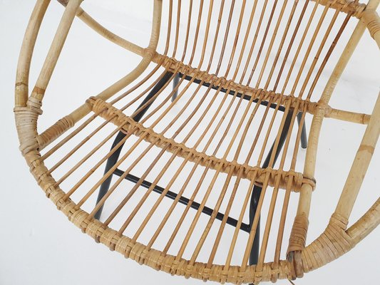 Rattan & Metal Lounge Chair from Rohe Noordwolde, The Netherlands, 1950s-ZO-1141975