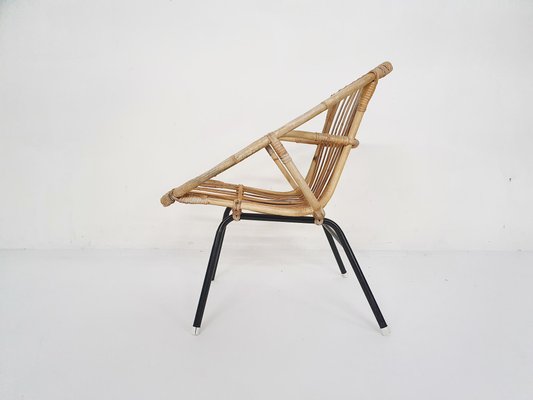 Rattan & Metal Lounge Chair from Rohe Noordwolde, The Netherlands, 1950s-ZO-1141975