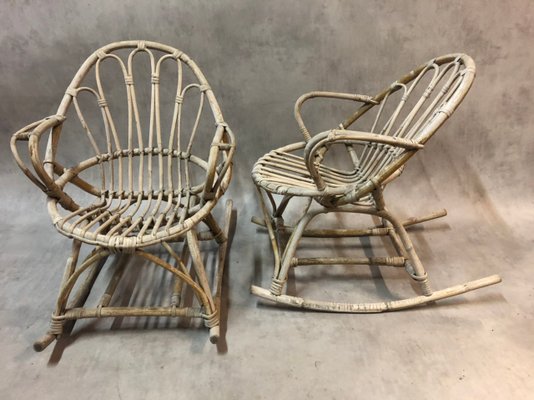 Rattan Rocking Chairs, 1960s, Set of 2-SDV-703813