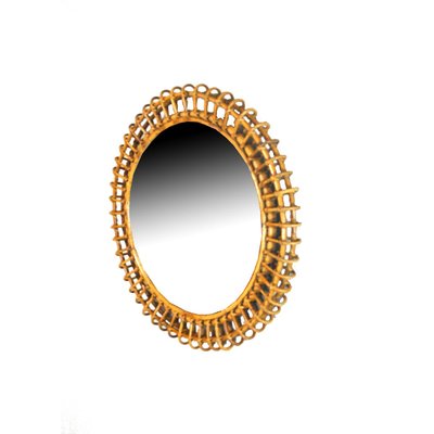 Rattan Round Mirror, 1950s-JQO-700745