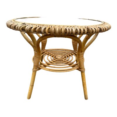 Rattan Round Table 1960s-SDV-955466