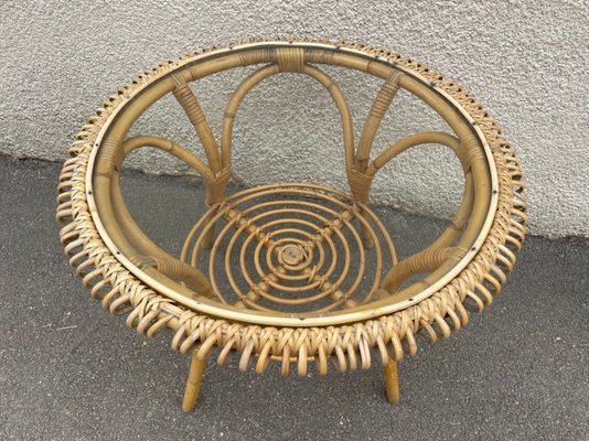 Rattan Round Table 1960s-SDV-955466