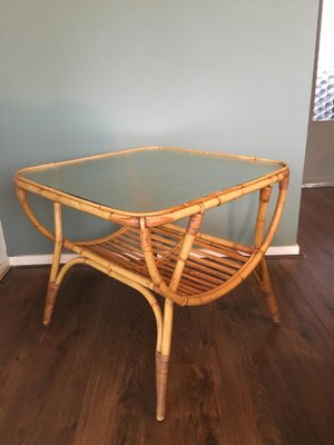 Rattan Side Table by Dirk van Sliedrecht for Rohé Noordwolde, 1950s-DE-354288