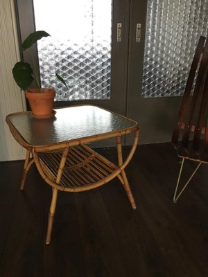 Rattan Side Table by Dirk van Sliedrecht for Rohé Noordwolde, 1950s-DE-354288