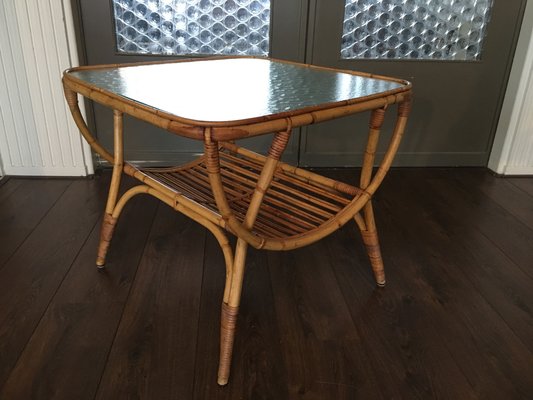 Rattan Side Table by Dirk van Sliedrecht for Rohé Noordwolde, 1950s-DE-354288