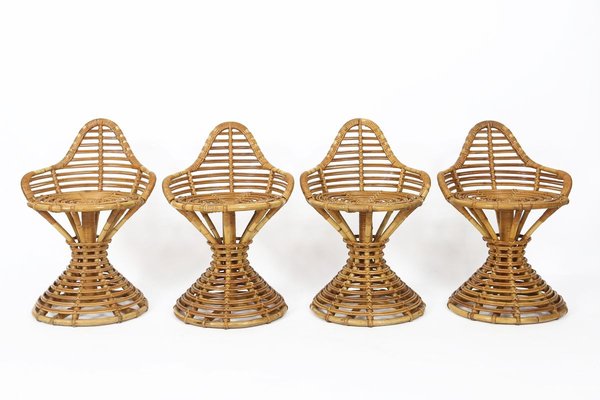 Rattan Stools by Mary Beatrice Bloch for Robert Wengler, Set of 4-UAK-895767