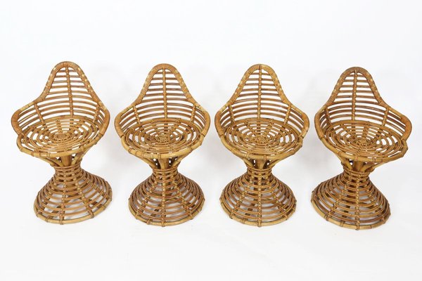 Rattan Stools by Mary Beatrice Bloch for Robert Wengler, Set of 4-UAK-895767