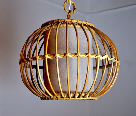 Rattan Suspension Light, France, 1960s-EJE-1373486