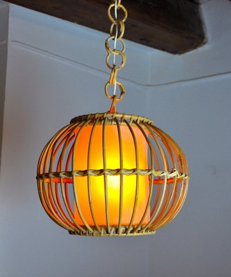 Rattan Suspension Light, France, 1960s-EJE-1373486