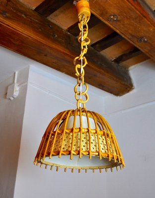 Rattan Suspension Light, France, 1960s, Set of 2-EJE-1373484