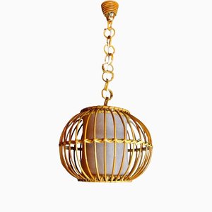 Rattan Suspension Light, France, 1960s-EJE-1373486