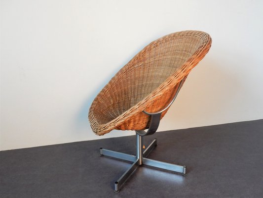 Rattan Swivel Chair by Dirk van Sliedregt for Gebroeders Jonkers Noordwolde, 1960s-NV-827278