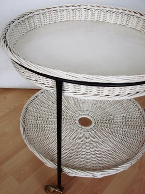 Rattan Table on Wheels, 1960s-XHP-1389659