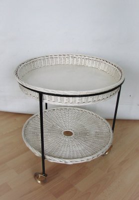 Rattan Table on Wheels, 1960s-XHP-1389659