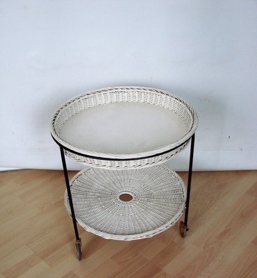 Rattan Table on Wheels, 1960s-XHP-1389659