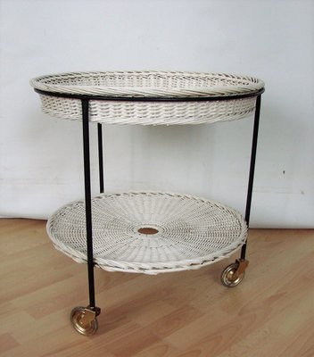 Rattan Table on Wheels, 1960s-XHP-1389659