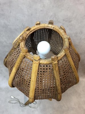 Rattan Tulip Floor Lamp, 1960s-SDV-590676