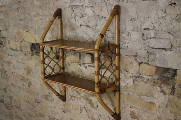 Rattan Wall Shelf, 1970s-KMQ-1755082