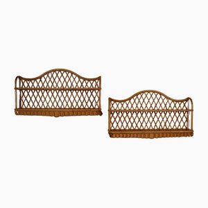 Rattan Wall Shelves attributed to Adrien Audoux & Frida Minet, 1960, Set of 2-KMQ-1816359