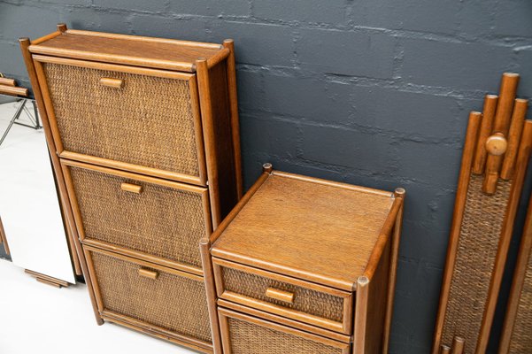 Rattan Wardrobe Set, Italy, 1970s, Set of 6-KQB-1425024