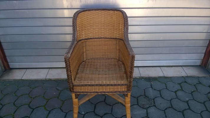 Rattan & Wicker Armchair, 1970s-WQQ-1420578