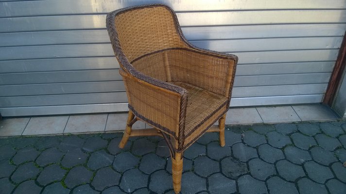 Rattan & Wicker Armchair, 1970s-WQQ-1420578