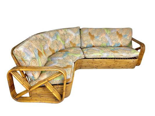 Rattan Wicker Corner Pretzel Sofa, Italy, 1940s-LYQ-1171473