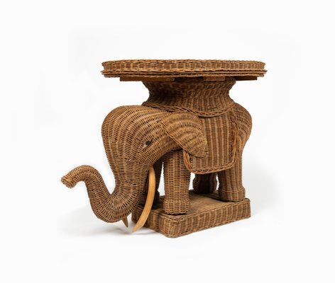 Rattan & Wicker Elephant Coffee Table in the style of Vivai Del Sud, Italy, 1960s-LYQ-1732632