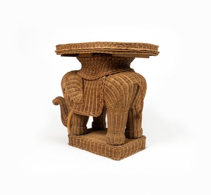 Rattan & Wicker Elephant Coffee Table in the style of Vivai Del Sud, Italy, 1960s-LYQ-1732632