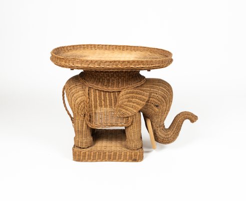 Rattan & Wicker Elephant Coffee Table in the style of Vivai Del Sud, Italy, 1960s-LYQ-1732632