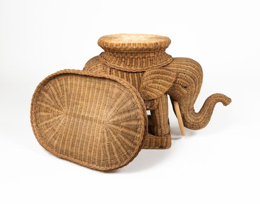 Rattan & Wicker Elephant Coffee Table in the style of Vivai Del Sud, Italy, 1960s-LYQ-1732632