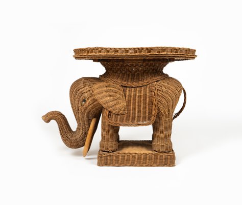 Rattan & Wicker Elephant Coffee Table in the style of Vivai Del Sud, Italy, 1960s-LYQ-1732632